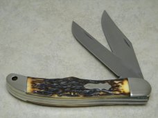 Schrade + USA 227UH Uncle Henry Staglon Folding Bowie/Hunter Knife & Pouch in Box c.1973-1986