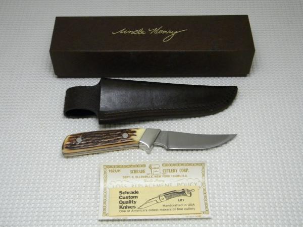 Schrade + USA 162UH Uncle Henry Staglon Wolverine Fixed Blade Sheath Knife in Box Schrade + USA 162UH Uncle Henry Staglon Wolverine Fixed Blade Sheath Knife in Box