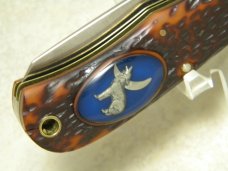 Camillus USA Delrin American Wildlife Series #10 Jumbo Trapper Knife - Howling Coyote c.1976