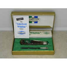 Camillus USA Delrin American Wildlife Series #10 Jumbo Trapper Knife - Pronghorn Antelope c.1977