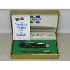 Camillus USA Delrin American Wildlife Series #10 Jumbo Trapper Knife - Mountain Sheep c.1977