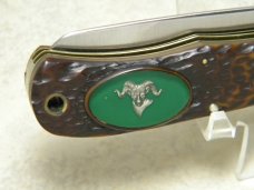 Camillus USA Delrin American Wildlife Series #10 Jumbo Trapper Knife - Mountain Sheep c.1977