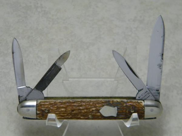 Western Cutlery Co. Germany (Wiebusch & Hilger) Snake Skin Bone 4 Blade Knife c.1876-1914
