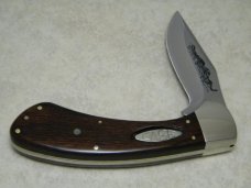 Case XX SS USA 9 Dot (1981) Wood Sidewinder Side Release Lockblade Knife & Pouch in Box