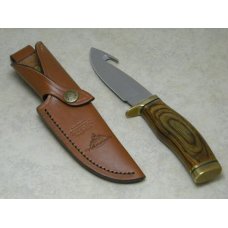 Buck USA 191 Legendary Whitetails Wood Zipper Guthook Skinner Fixed Blade Sheath Knife c.2002