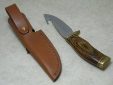 Buck USA 191 Legendary Whitetails Wood Zipper Guthook Skinner Fixed Blade Sheath Knife c.2002