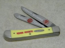 Case XX Bradford PA USA 1991 "Indiana Hoosiers" Yellow 3254 Trapper Knife in Box