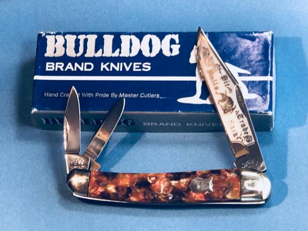 1993 Bulldog Brand 3 Blade Whittler w/ Vibrant Multi Colored Handles & Frost & Blade Etch -1 of 60