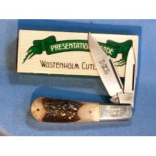 Vintage IXL Barlow Pocket Knife w Nice Fat Boy Bone Stag Handles -IXL Blade Etch-IXL -NOS