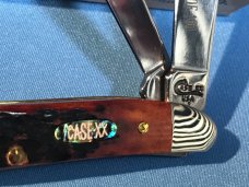 1999 Case xx Pearl Premier Peanut Knife (6220) w/ Chestnut Bone Handles & Abalone Shield -1 of 100