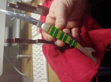 Large Candy Striped Lady's Leg knife circa 1879-1948