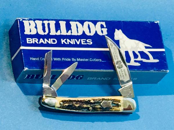 Bulldog Brand Whittler w/ Second Cut Bone Stag Handles -3" Closed  -NOS and M/NM