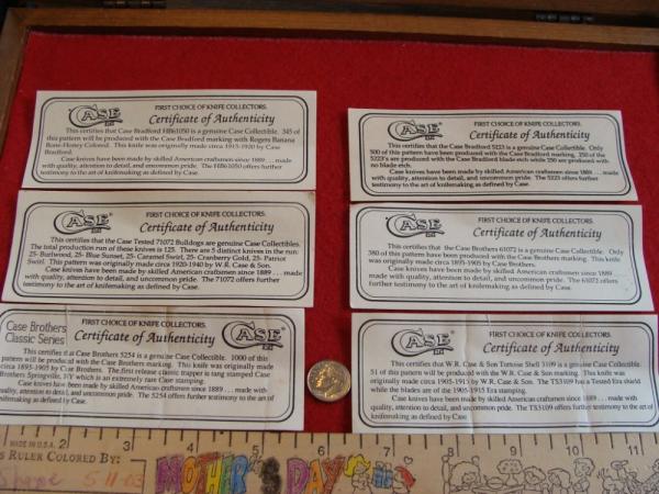 Case Classic Certificates of Authentication Buyer's Choice (certificates only...no knife)