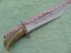 Large Handmade Bowie Knife marked "Enderes USA"  10.5" Blade, Stag Handle. 15.5" OAL