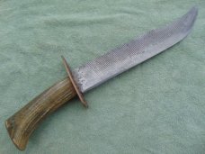 Large Handmade Bowie Knife marked "Enderes USA" 10.5" Blade, Stag Handle. 15.5" OAL
