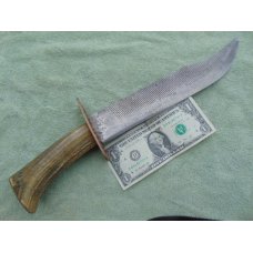 Large Handmade Bowie Knife marked "Enderes USA" 10.5" Blade, Stag Handle. 15.5" OAL