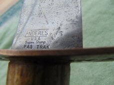 Large Handmade Bowie Knife marked "Enderes USA"  10.5" Blade, Stag Handle. 15.5" OAL