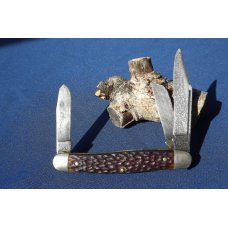 VINTAGE KUTMASTER UTICA NY USA 3 BLADE BONE STOCKMAN POCKET KNIFE