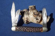 VINTAGE KUTMASTER UTICA NY USA 3 BLADE BONE STOCKMAN POCKET KNIFE