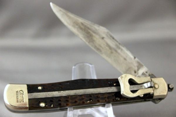 CASE TESTED 6161L SWITCHBLADE, Green Bone Handles, Fires Hard, Lock Up Tight, 1920-1940
