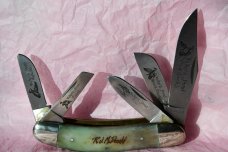 Waterfowler's Delight! 5 blade Sowbelly each blade etched with different waterfowl