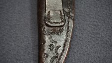 + SCARCE BILL DUFF Custom Knife w/Spine Filework, Stag Handle Scales & Tooled Leather Sheath