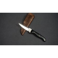 ++ SCARCE DETMER #1674 Custom Double-Edge Knife w/Ebony Handle Scales & Custom Leather Sheath ++