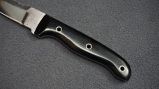 ++ SCARCE DETMER #1674 Custom Double-Edge Knife w/Ebony Handle Scales & Custom Leather Sheath ++