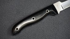 ++ SCARCE DETMER #1674 Custom Double-Edge Knife w/Ebony Handle Scales & Custom Leather Sheath ++