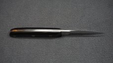 ++ SCARCE DETMER #1674 Custom Double-Edge Knife w/Ebony Handle Scales & Custom Leather Sheath ++