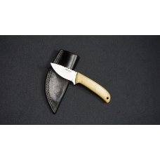 + SCARCE HP ROBBINS Custom Knife w/Spine Filework Bone Handle Scales & Matched Leather Sheath