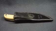 + SCARCE HP ROBBINS Custom Knife w/Spine Filework Bone Handle Scales & Matched Leather Sheath