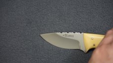 + SCARCE HP ROBBINS Custom Knife w/Spine Filework Bone Handle Scales & Matched Leather Sheath