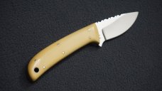 + SCARCE HP ROBBINS Custom Knife w/Spine Filework Bone Handle Scales & Matched Leather Sheath