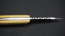 + SCARCE HP ROBBINS Custom Knife w/Spine Filework Bone Handle Scales & Matched Leather Sheath