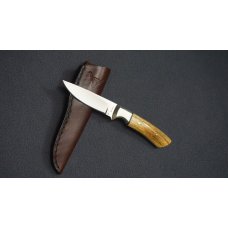 + SCARCE DETMER #1709 Custom D2 Knife w/Elk Horn Handle Scales & Matching #s Custom Leather Sheath +