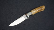 + SCARCE DETMER #1709 Custom D2 Knife w/Elk Horn Handle Scales & Matching #s Custom Leather Sheath +