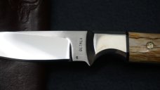 + SCARCE DETMER #1709 Custom D2 Knife w/Elk Horn Handle Scales & Matching #s Custom Leather Sheath +
