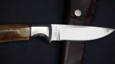 + SCARCE DETMER #1709 Custom D2 Knife w/Elk Horn Handle Scales & Matching #s Custom Leather Sheath +