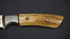 + SCARCE DETMER #1709 Custom D2 Knife w/Elk Horn Handle Scales & Matching #s Custom Leather Sheath +