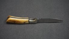+ SCARCE DETMER #1709 Custom D2 Knife w/Elk Horn Handle Scales & Matching #s Custom Leather Sheath +