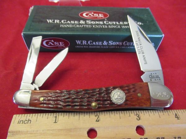 Case XX 2003 NKCA Walnut Bone SeaHorse Whittler Pattern # 6355WH SS