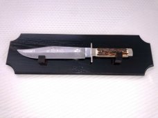 Bulldog 15 1/2” Genuine Samber Stag Bowie Knife with Wall Stand Solingen Germany 
