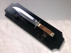 Bulldog 15 1/2” Genuine Samber Stag Bowie Knife with Wall Stand Solingen Germany 