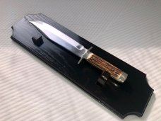 Bulldog 15 1/2” Genuine Samber Stag Bowie Knife with Wall Stand Solingen Germany 