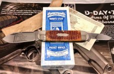 Case Classic Prototype Sunfish 2050 Brown Rogers Bone Toenail Knife w/ Elephant Etch Super Rare 