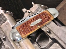 Case Classic Prototype Sunfish 2050 Brown Rogers Bone Toenail Knife w/ Elephant Etch Super Rare 
