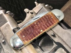 Case Classic Prototype Sunfish 2050 Brown Rogers Bone Toenail Knife w/ Elephant Etch Super Rare 