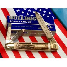 Bulldog Brand Celebrated Anglo Saxon Whittler w/ Great Stag Handles +New Orleans Knife -5 & 1/4" NOS