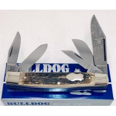Bulldog Brand 5 Blade Jumbo Stockman Genuine Stag Knife Super Rare!